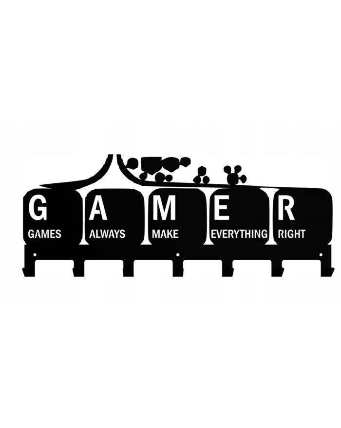 Wieszak na ubrania ręczniki Gamer Game loft czarny