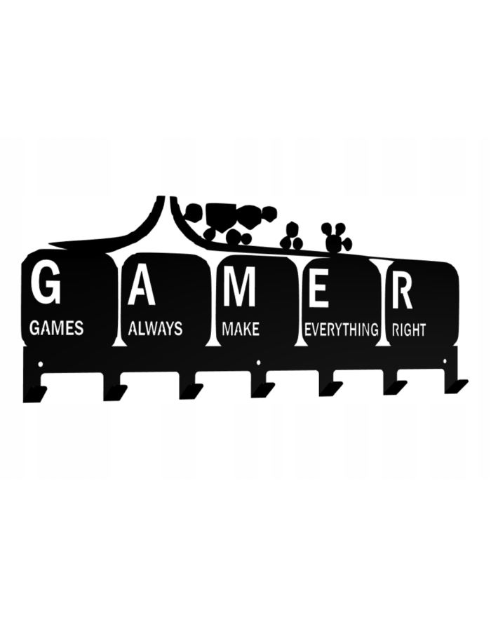 Wieszak na ubrania ręczniki Gamer Game loft czarny