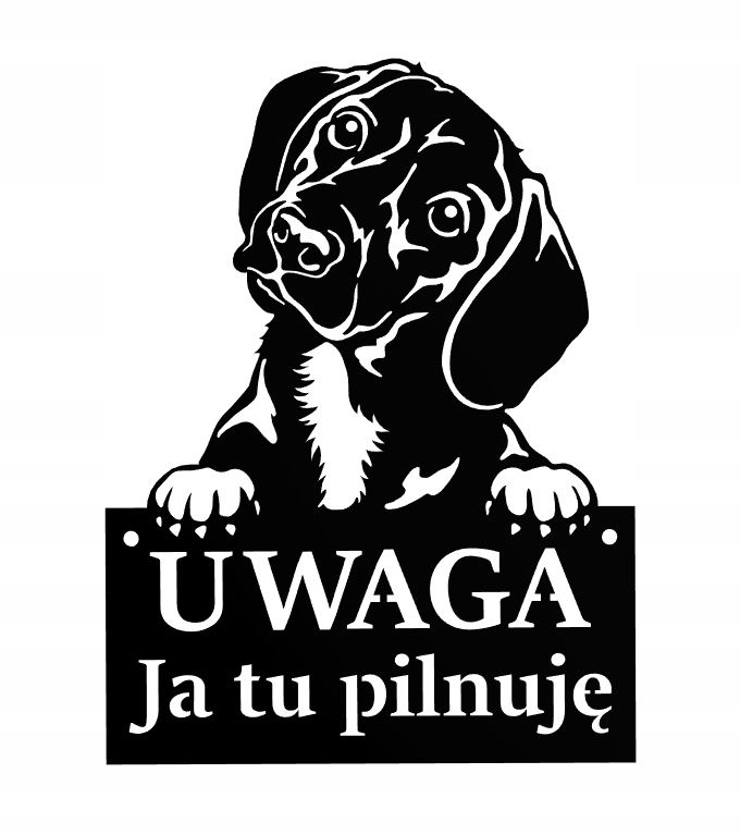 Tablica UWAGA PIES JA TU PILNUJĘ czarna Tablica UWAGA PIES JA TU PILNUJĘ czarna